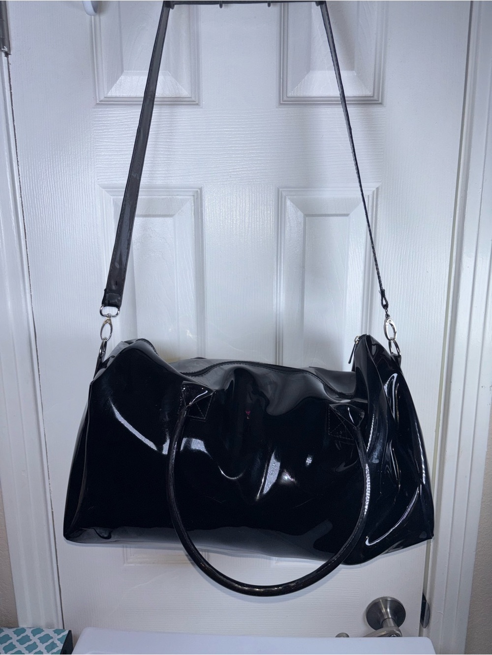 Black HEAUX BAG Glossy Travel Duffle - Picture 8 of 9